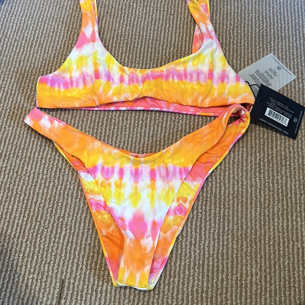 NWT FP x ITS NOW COOL tequila sunrise Tie-Dye Bikini Set size large